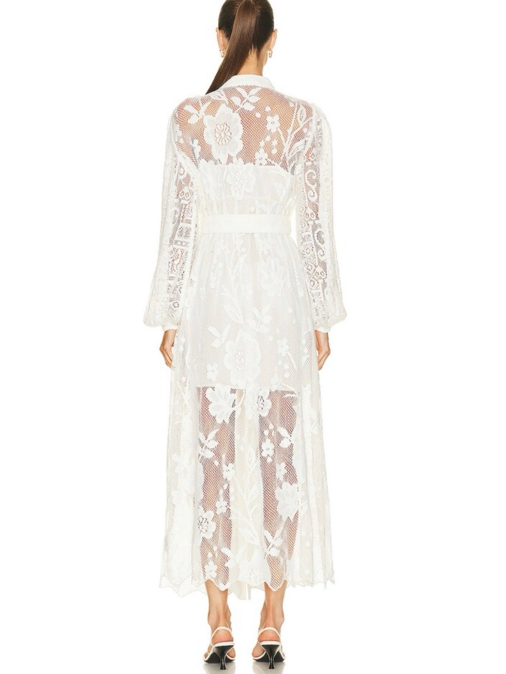 NWT Hemant & Nandita Nysa Shirt Dress Off White Lace Maxi Boho Bridal - Picture 8 of 8